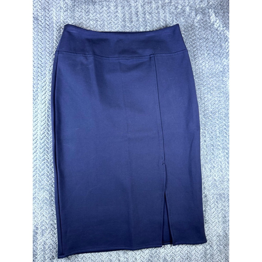Worthington Industries Pencil Skirt Womens Medium Blue Rayon Stretch Front Slit